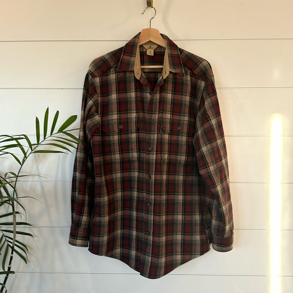 WOOLRICH WOOL PLAID MENS BUTTON DOWN LONG SLEEVE SIZE M H12